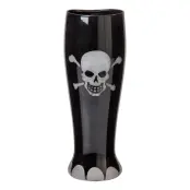 Ölglas Svart Dödskalle