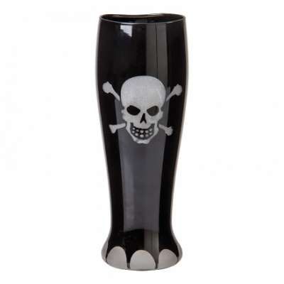 Ölglas Svart Dödskalle