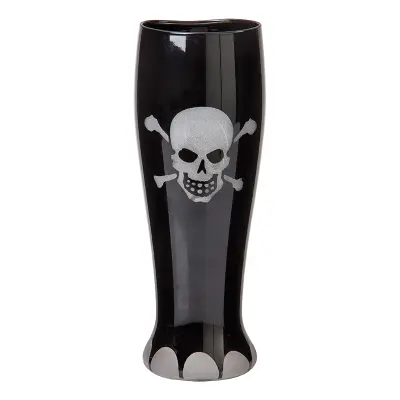 Ölglas Svart Dödskalle