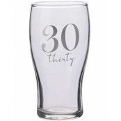 30 År - Ölglas med Silverfärgad Text i Presentask 16 cm