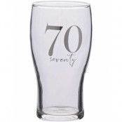 70 År - Ölglas med Silverfärgad Text i Presentask 16 cm