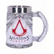 Stort Assassin's Creed Vitt Lyxigt Krus / Sejdel 14 cm