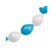 6 stk 23 cm - Vita och Blå Länkballonger