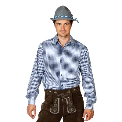 Blå/Vit Rutig Skjorta för Män - Medium