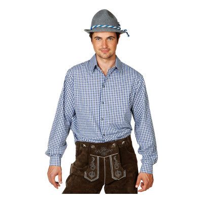 Blå/Vit Rutig Skjorta för Män - X-Small