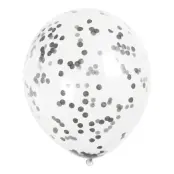 Konfettiballonger Svart/Grå - 6-pack