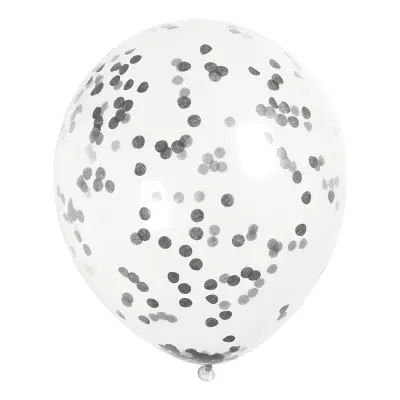 Konfettiballonger Svart/Grå - 6-pack