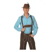 Tyrolerskjorta Rutig Blå - Small