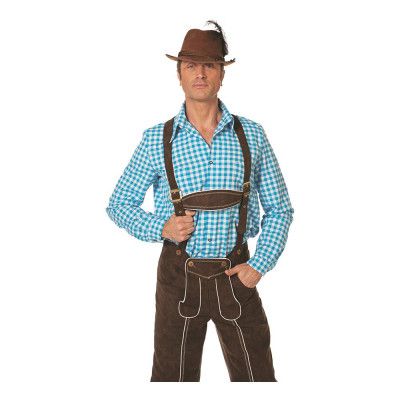 Tyrolerskjorta Rutig Blå - Large