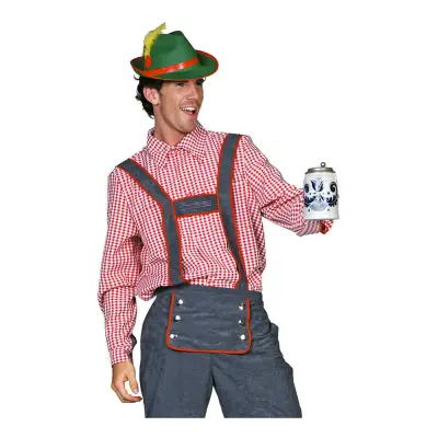 Tyrolerskjorta Rutig Röd - Medium