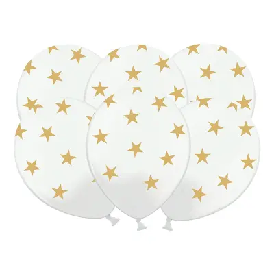 Ballonger Vita med Stjärnor - 6-pack