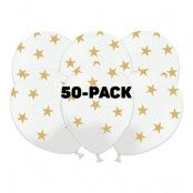 Ballonger Vita med Stjärnor - 50-pack
