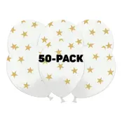 Ballonger Vita med Stjärnor - 50-pack