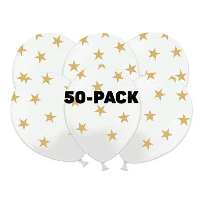 Ballonger Vita med Stjärnor - 50-pack