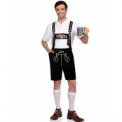 Bayriska Lederhosen - Svart Broderade Lederhosen för Herr