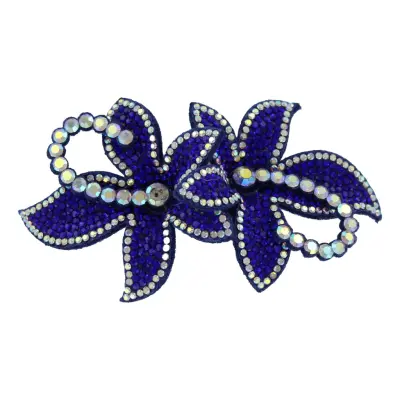 Hårspänne Blommor med Strass Marinblå Deluxe
