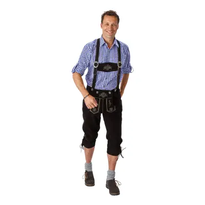 Oktoberfest Lederhosen Deluxe Svarta - 48