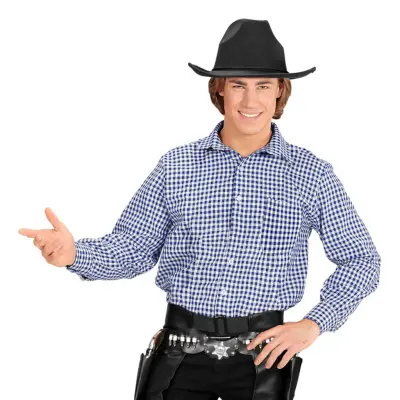 Skjorta Blå/Vit Rutig Herr - Medium