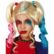 Blond Harley Quinn Inspierad Peruk med Flätor