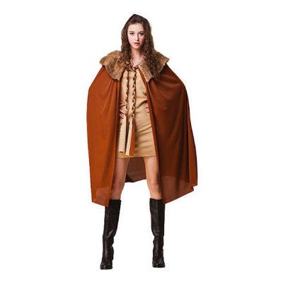 Mantel Dam Brun med Fluffig Krage - One size