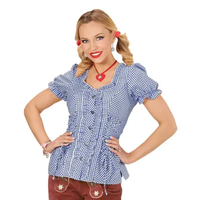 Blus Blå/Vit Rutig Dam - X-Large