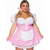Flirtig rosa och vit Oktoberfest-klänning - plusstorlekar